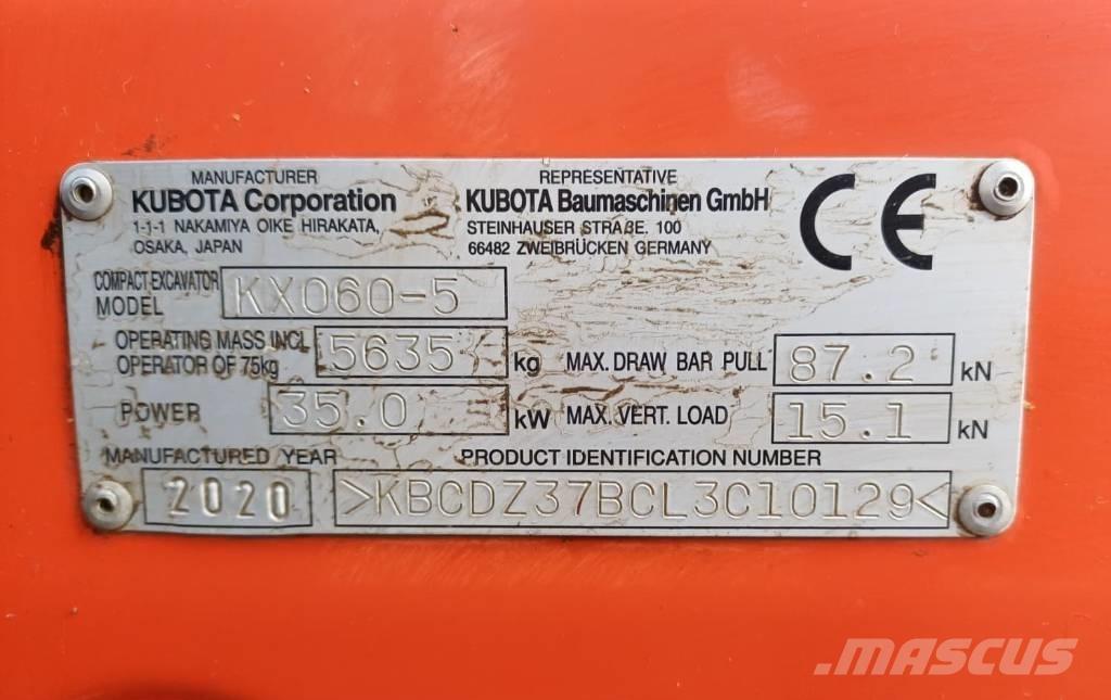 Kubota KX 060-5 Mini ekskavatörler, 7 tona dek