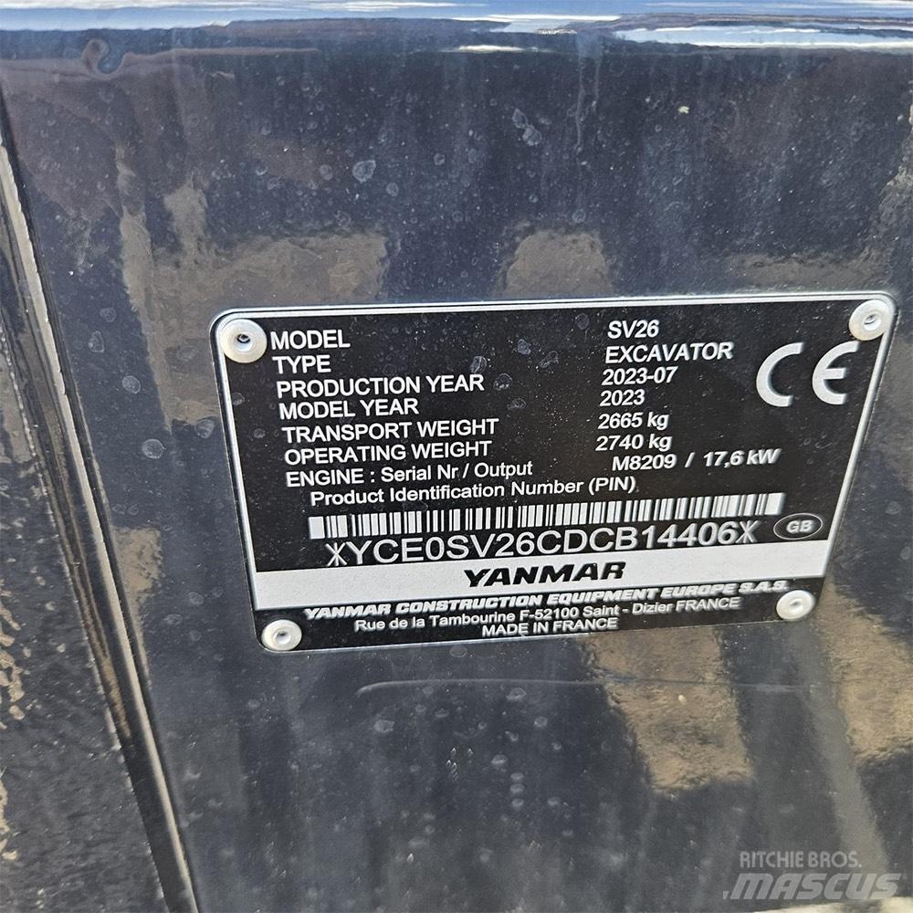 Yanmar SV 26 Mini ekskavatörler, 7 tona dek