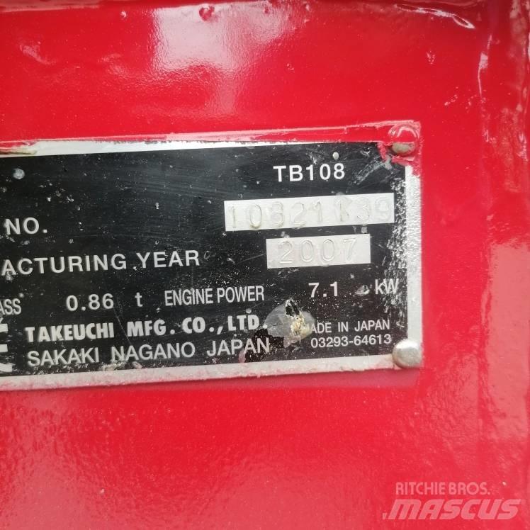 Takeuchi TB108 Mini ekskavatörler, 7 tona dek