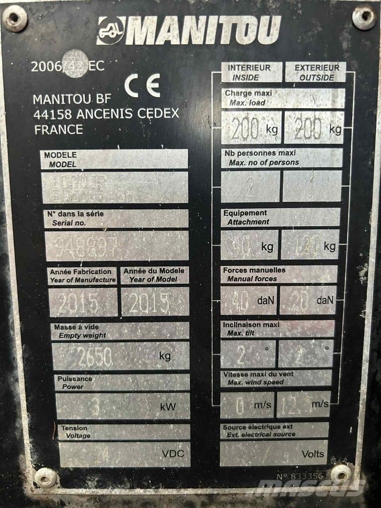 Manitou 100 VJR Personel Platformları ve Cephe Asansörleri