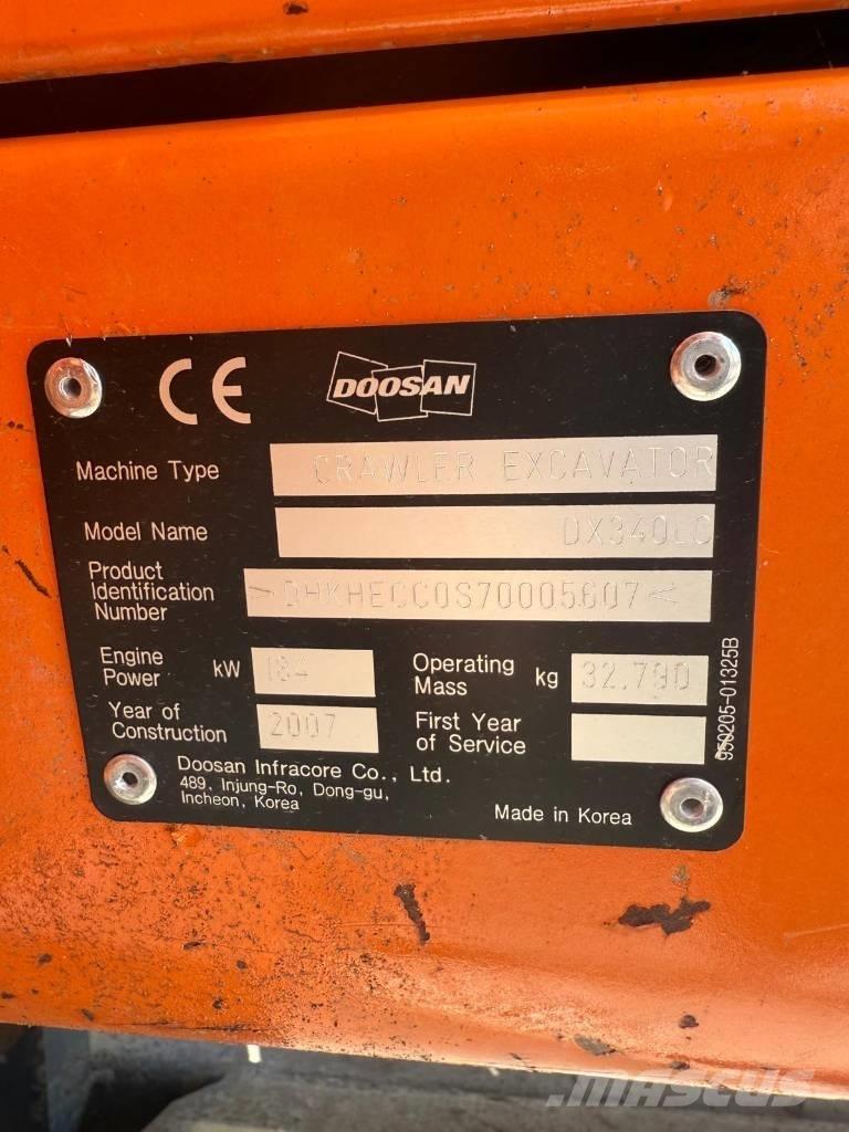 Doosan DX 340 LC Paletli ekskavatörler