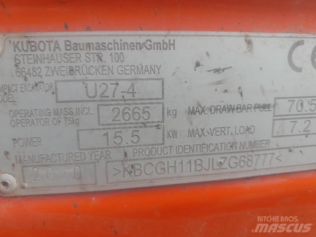 Kubota U 27-4 Mini ekskavatörler, 7 tona dek