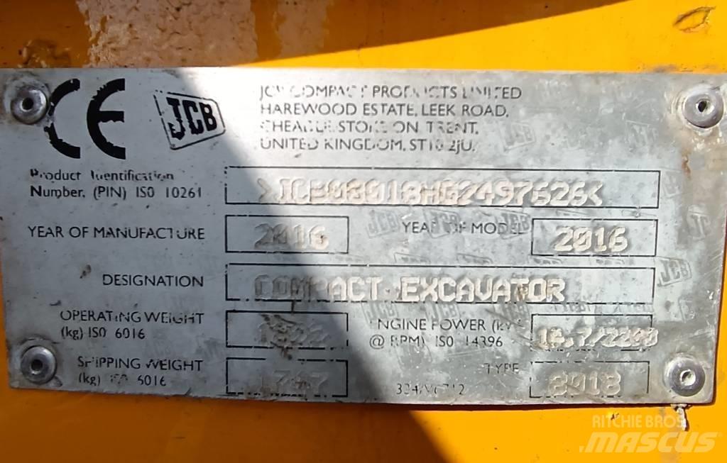 JCB 8018 CTS Mini ekskavatörler, 7 tona dek