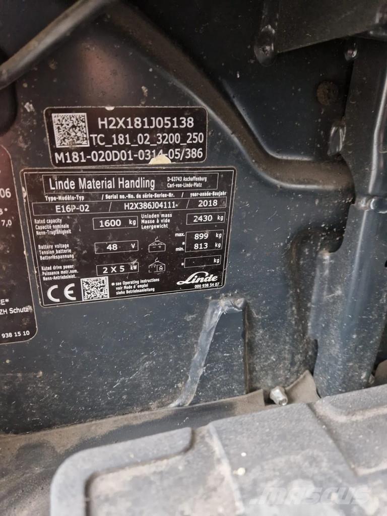 Linde E16P-02 Elektrikli forkliftler