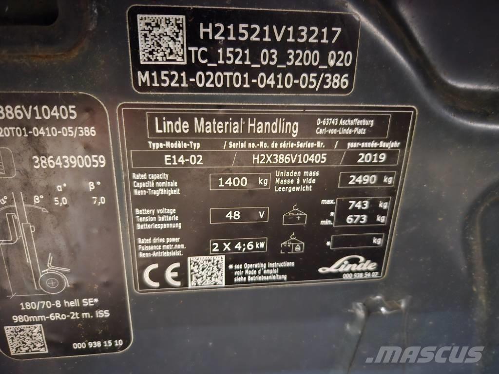 Linde E14 Elektrikli forkliftler