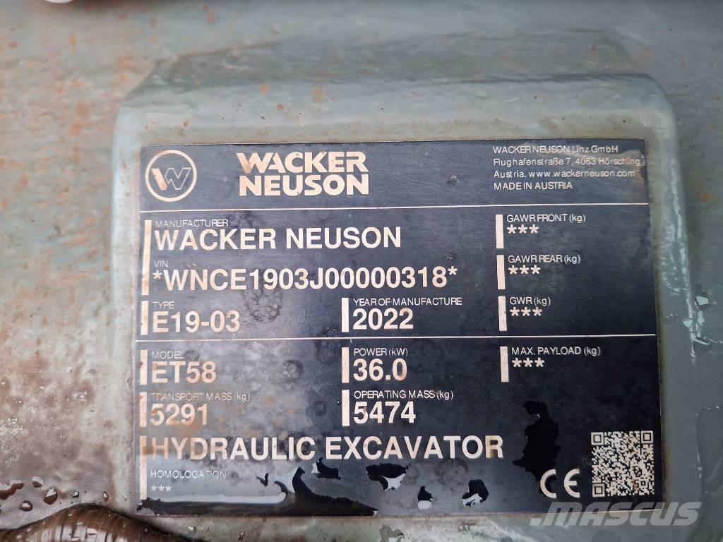 Wacker Neuson ET58 Paletli ekskavatörler