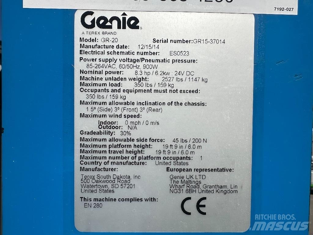 Genie GR 20 Personel Platformları ve Cephe Asansörleri