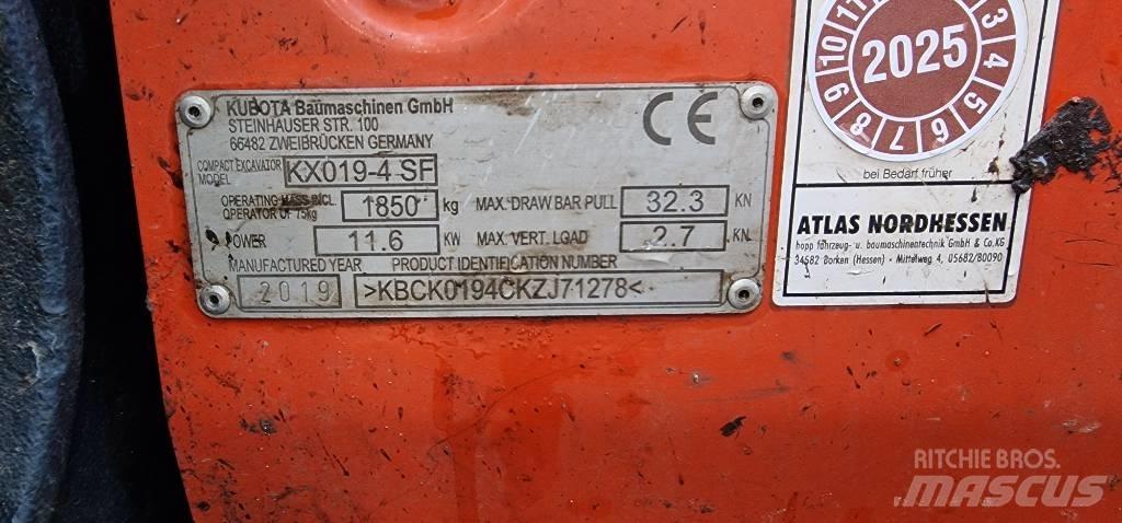 Kubota KX 019-4 Mini ekskavatörler, 7 tona dek