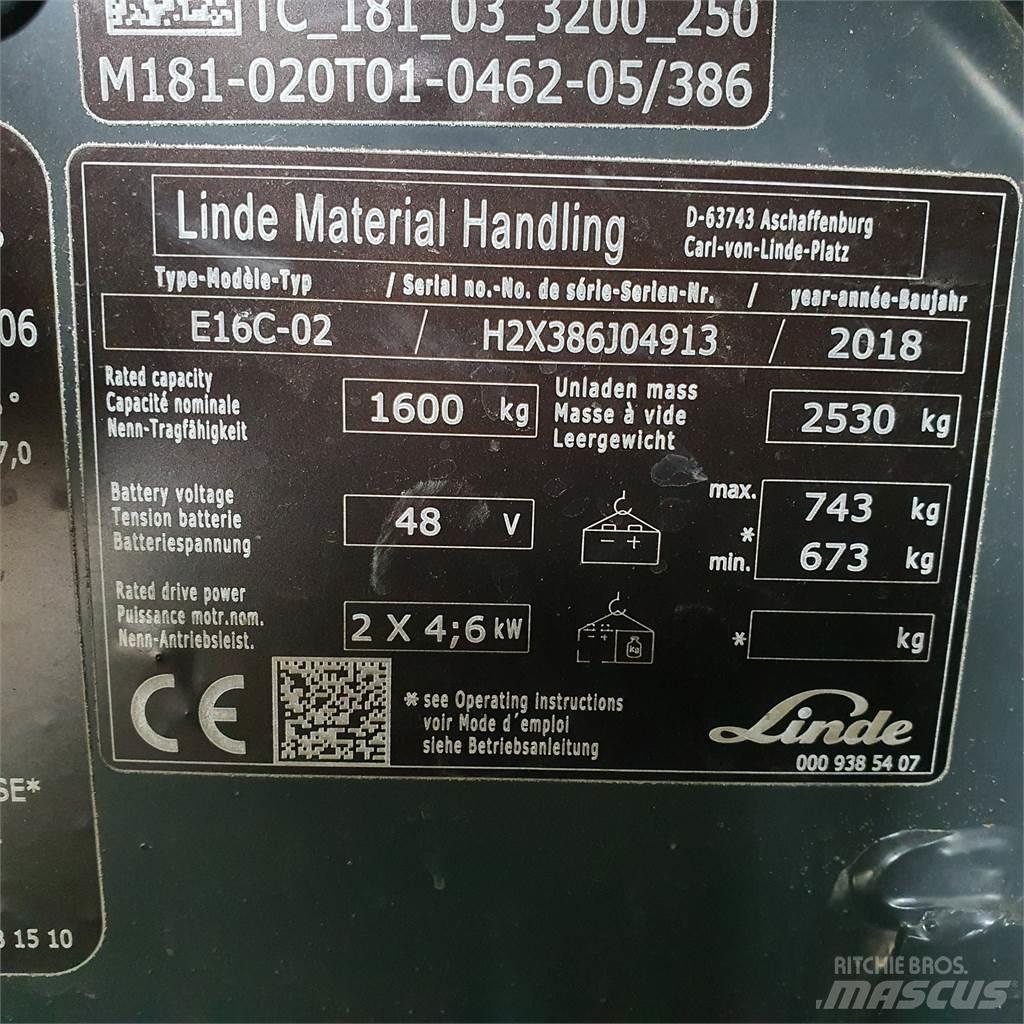 Linde E16C Elektrikli forkliftler
