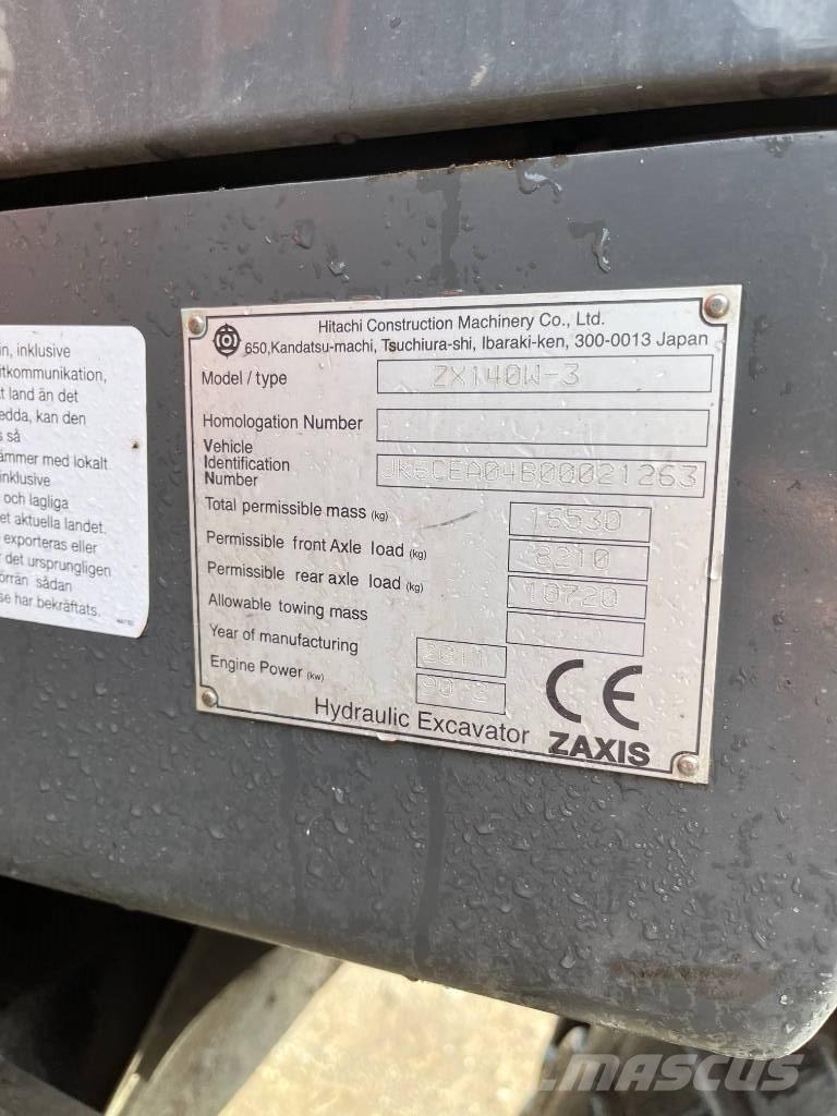 Hitachi ZX140W-3 Lastik tekerli ekskavatörler