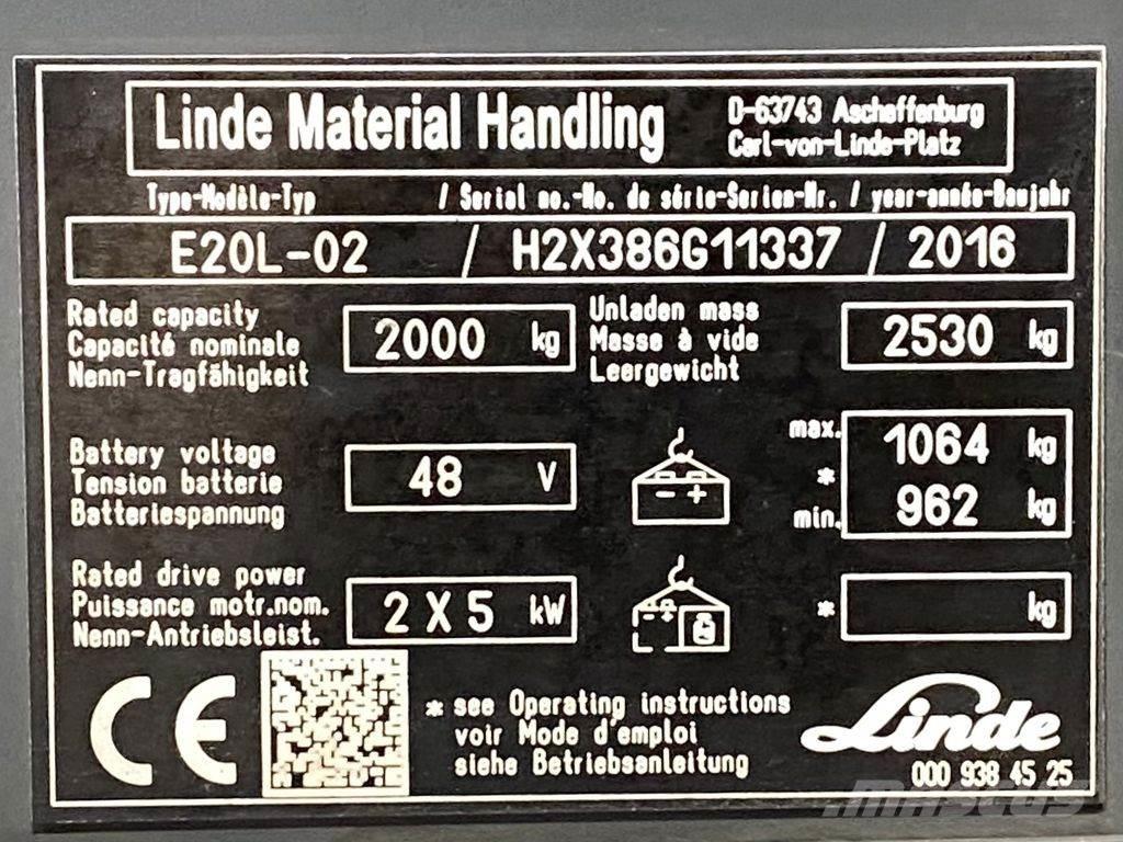 Linde E20L Elektrikli forkliftler