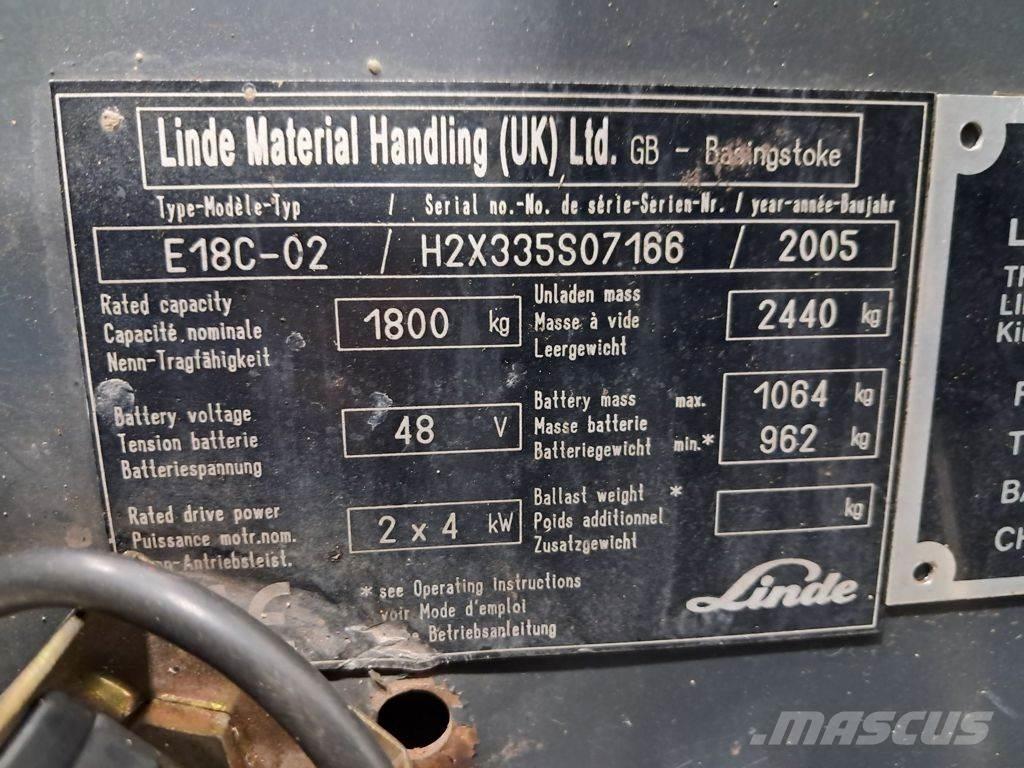 Linde E18C-02 Elektrikli forkliftler