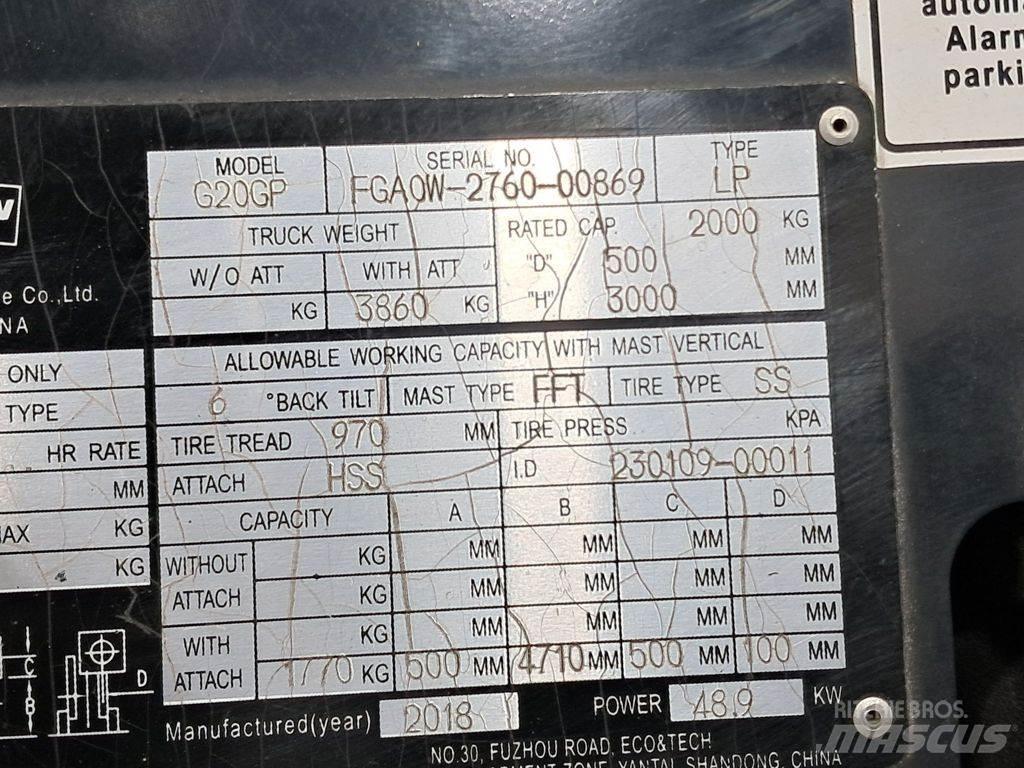 Doosan G20GP LPG'li forkliftler