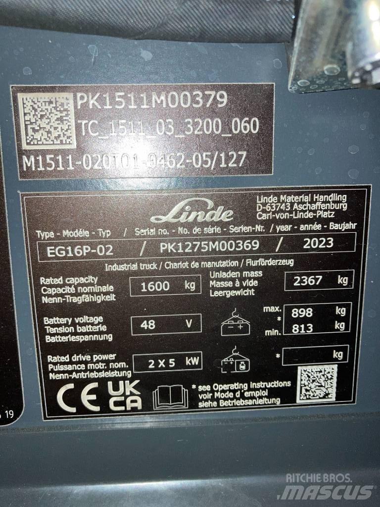 Linde EG16P/1275-02 Elektrikli forkliftler