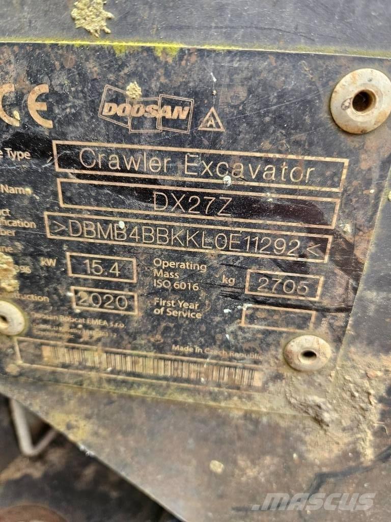 Doosan DX 27 Z Mini ekskavatörler, 7 tona dek