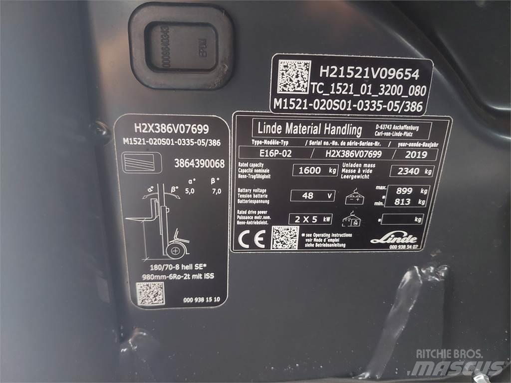 Linde E16P 02 Elektrikli forkliftler