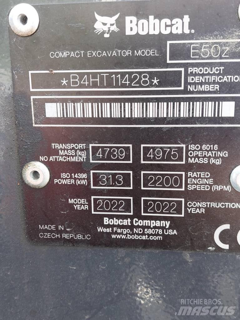 Bobcat E50z Mini ekskavatörler, 7 tona dek