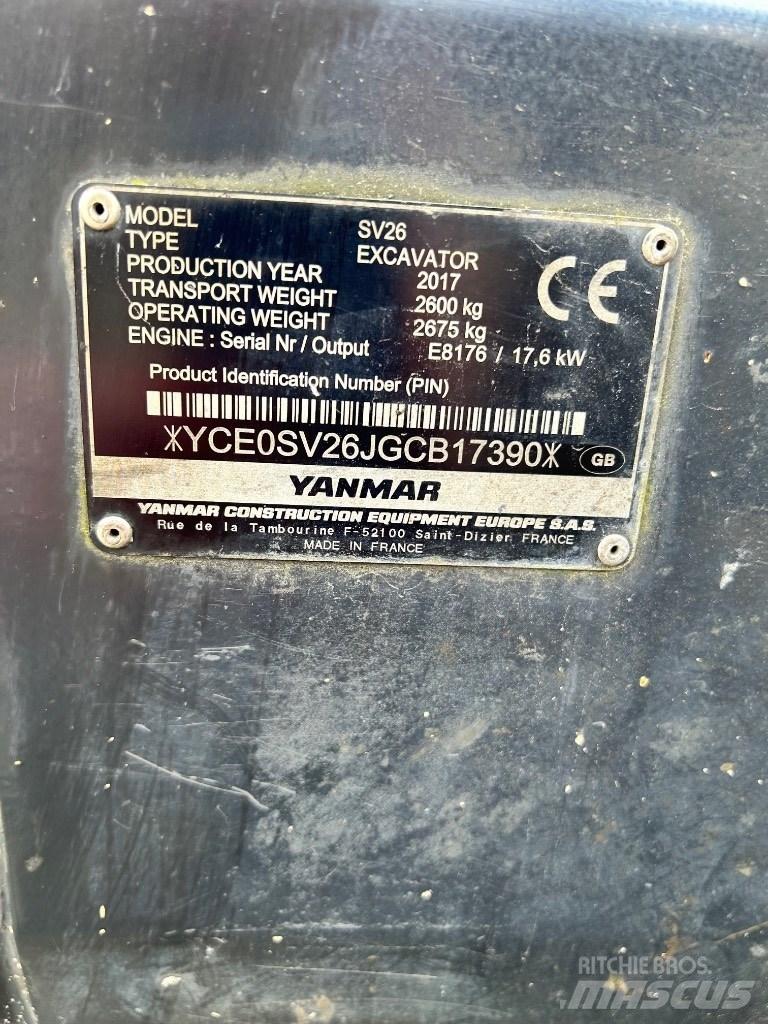 Yanmar SV 26 Mini ekskavatörler, 7 tona dek