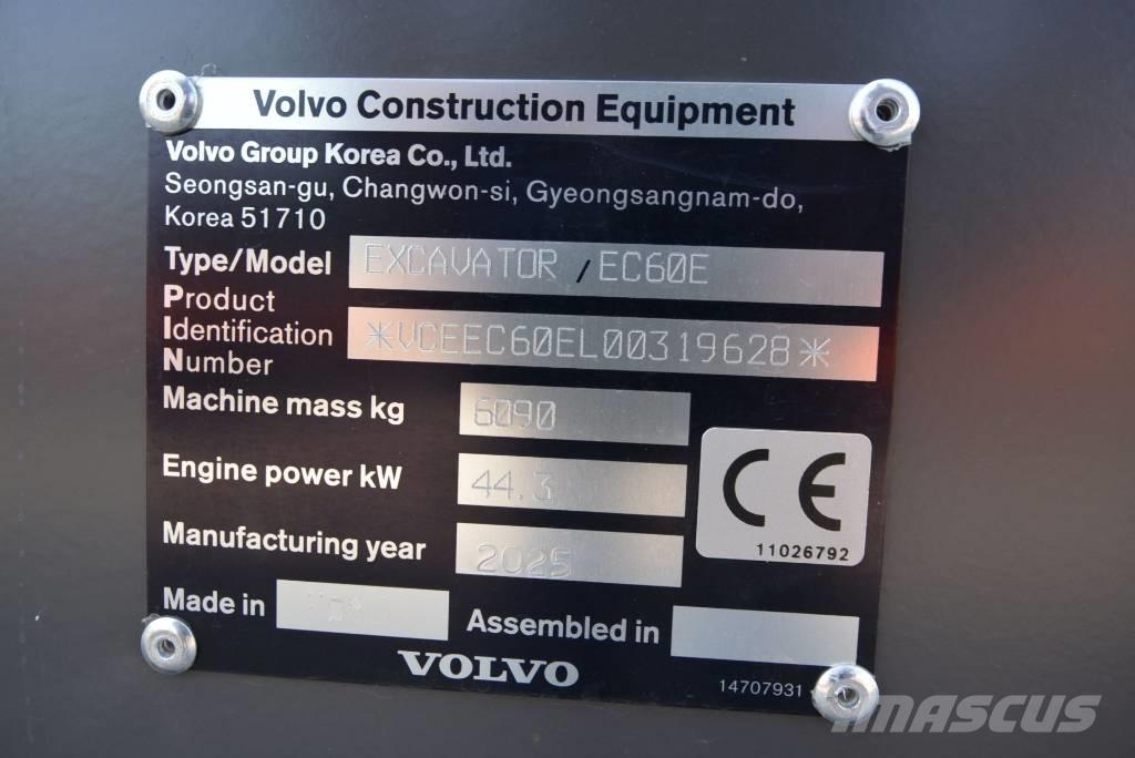 Volvo EC 60 E Mini ekskavatörler, 7 tona dek