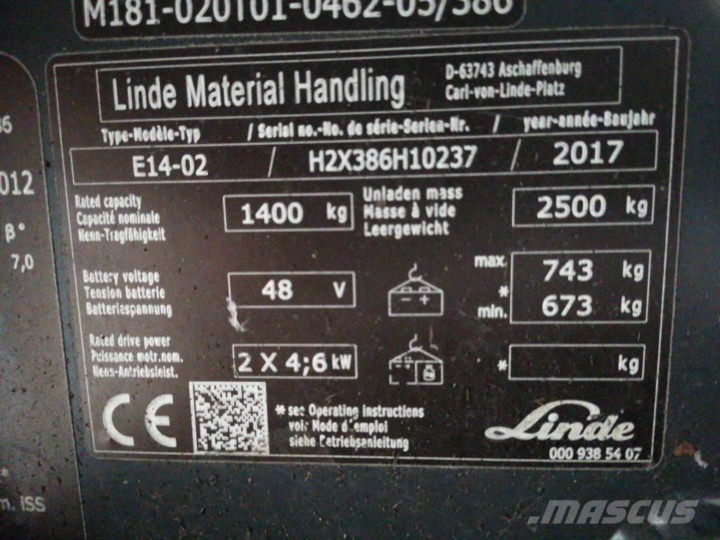 Linde E14-02 Elektrikli forkliftler