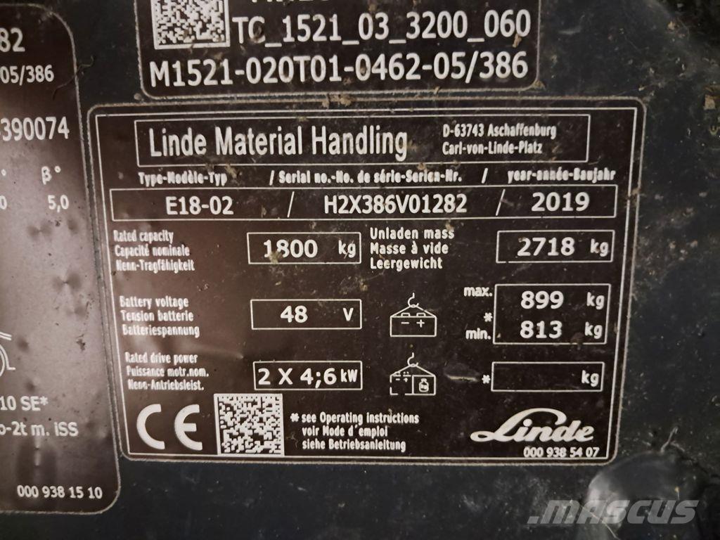 Linde E18-02 Elektrikli forkliftler
