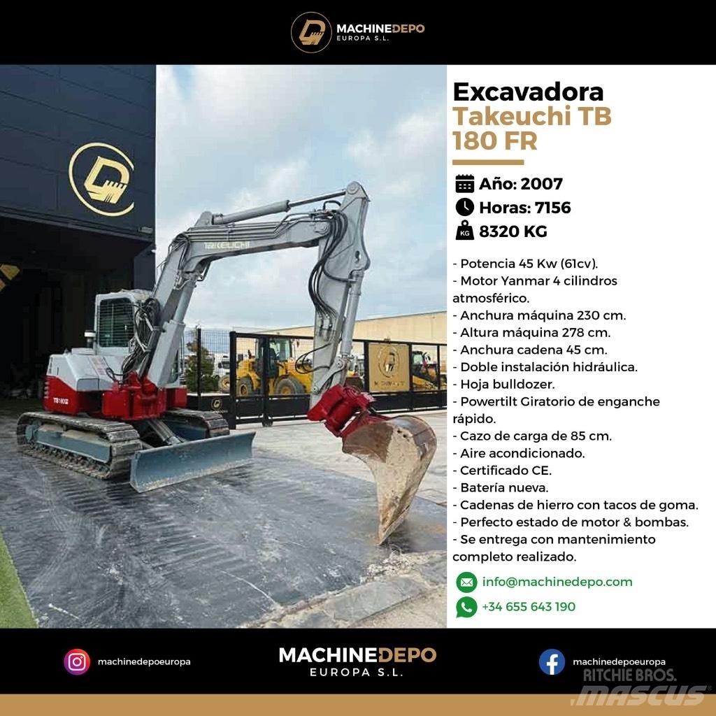 Takeuchi TB 180 FR Midi ekskavatörler 7 - 12 t