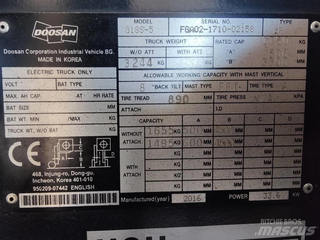 Doosan G18 S-5 LPG'li forkliftler