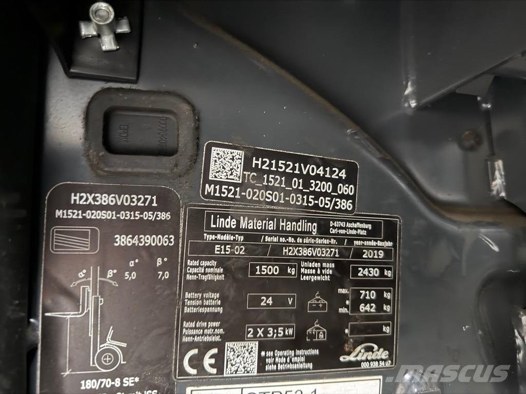 Linde E15 -02 Elektrikli forkliftler