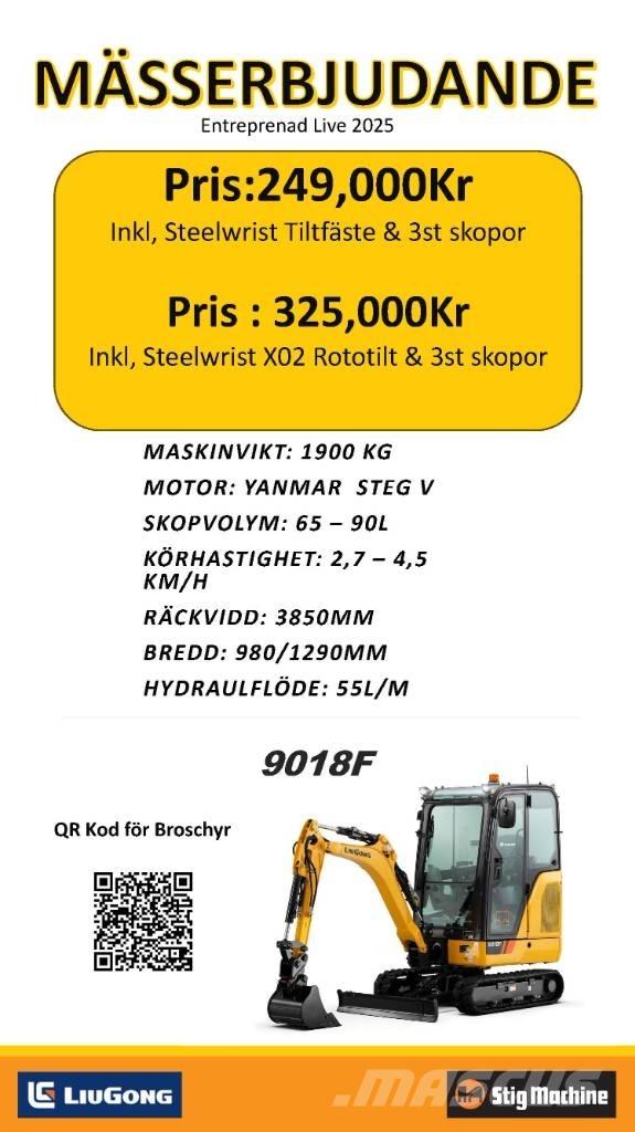 LiuGong 9018 F Mini ekskavatörler, 7 tona dek