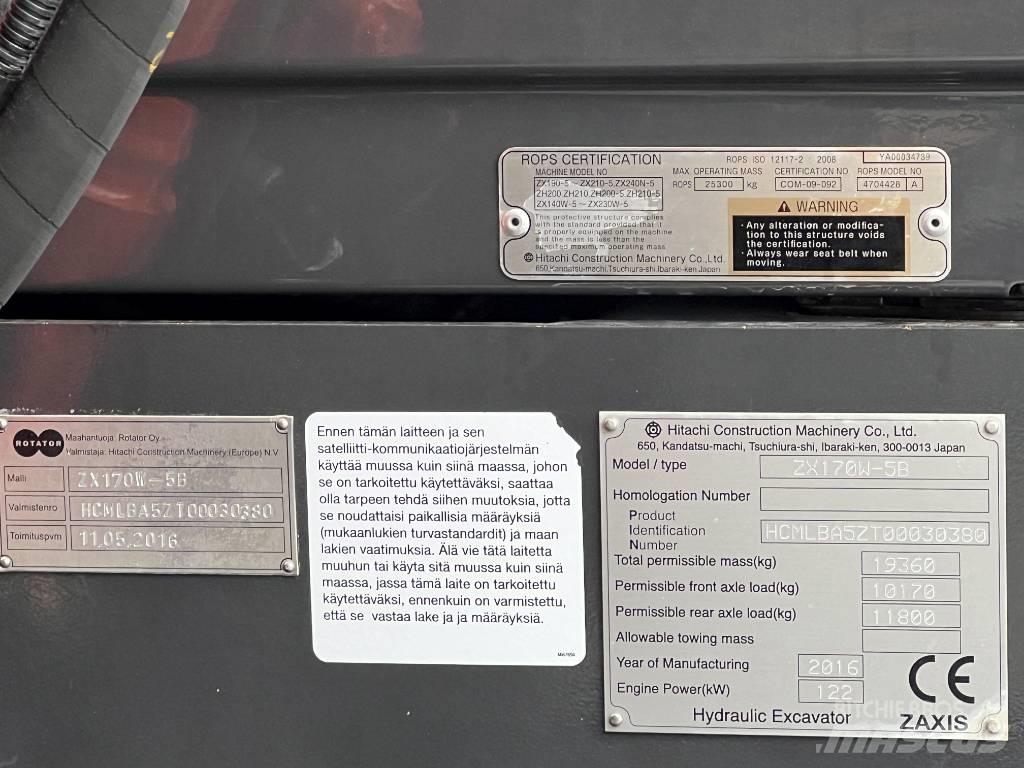Hitachi ZX 170W-5B Lastik tekerli ekskavatörler