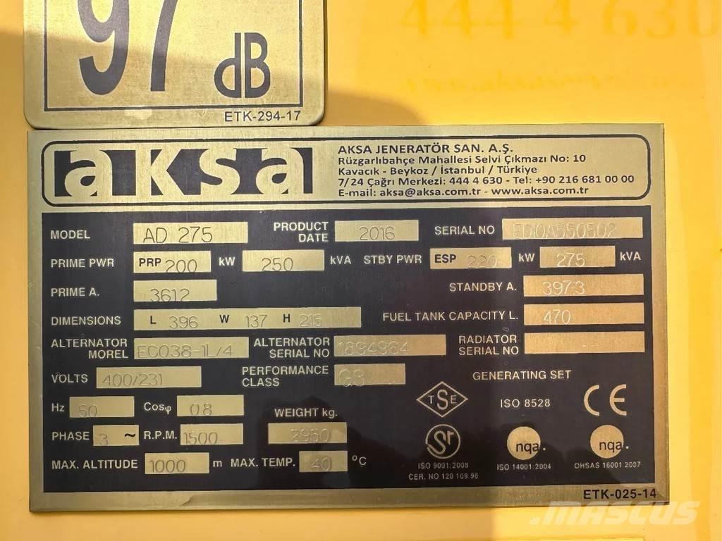 Doosan Aksa AD275 Diğer Jeneratörler