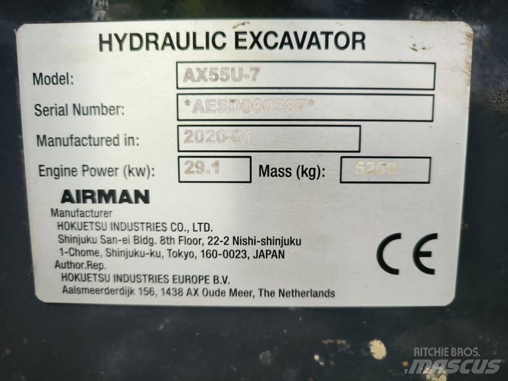 Airman AX55u Mini ekskavatörler, 7 tona dek