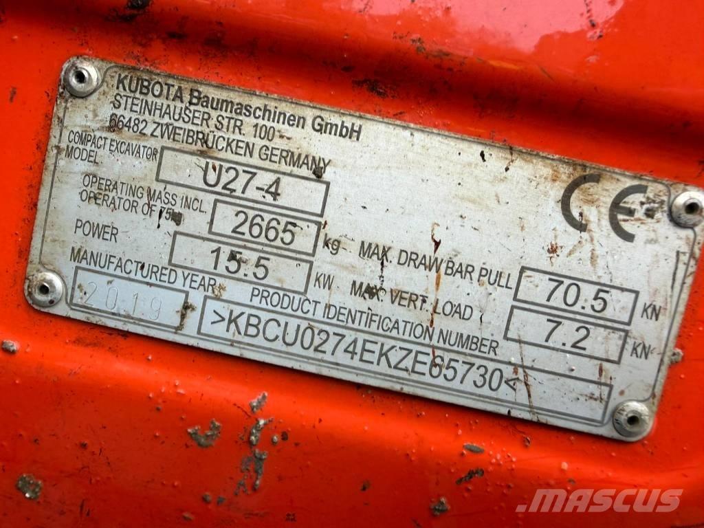 Kubota U 27-4 Mini ekskavatörler, 7 tona dek