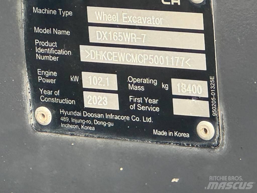 Doosan DX165WR-7 Lastik tekerli ekskavatörler