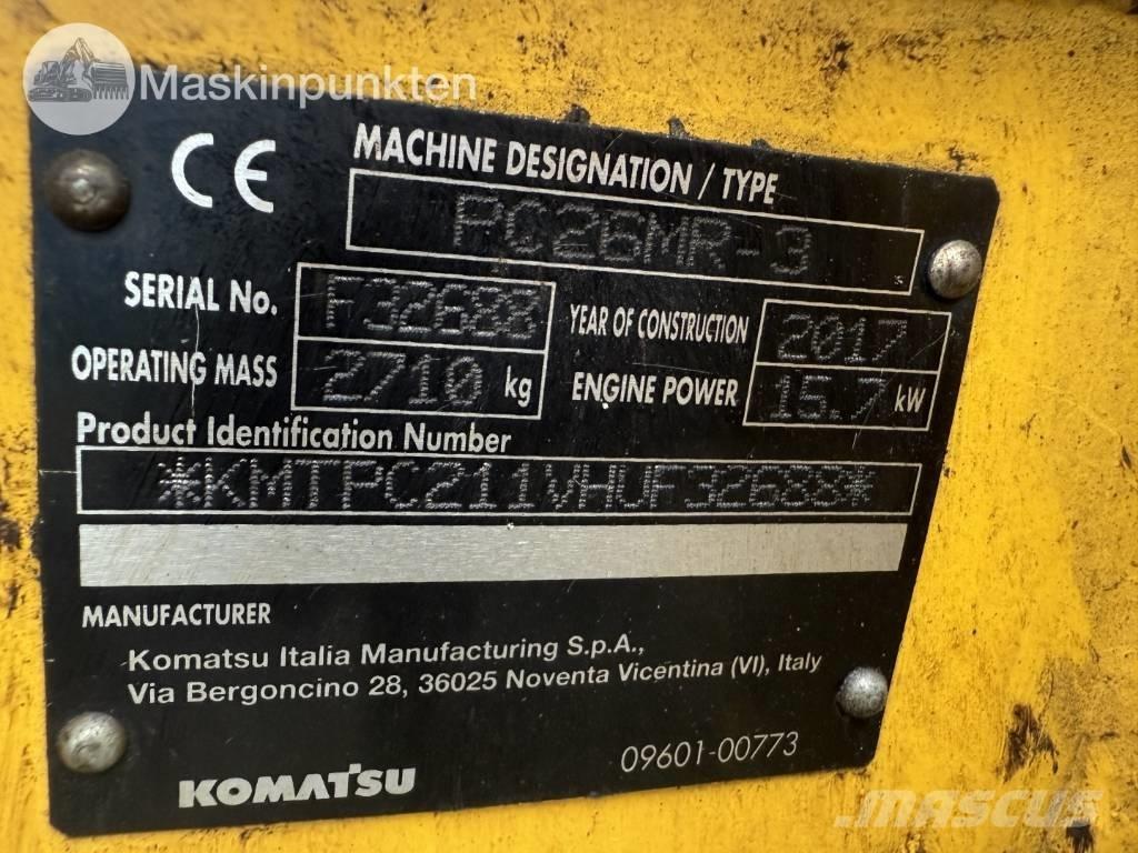 Komatsu PC 26 MR Mini ekskavatörler, 7 tona dek