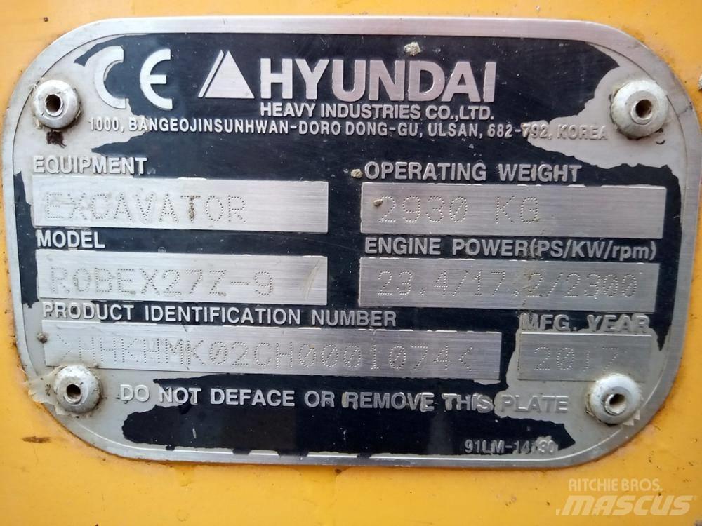 Hyundai Robex 27Z-9 Mini ekskavatörler, 7 tona dek