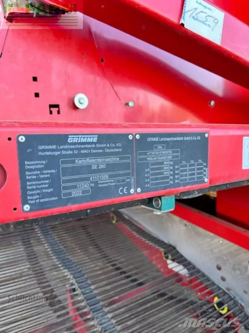 Grimme se260 Patates ekipmanları - Diğer