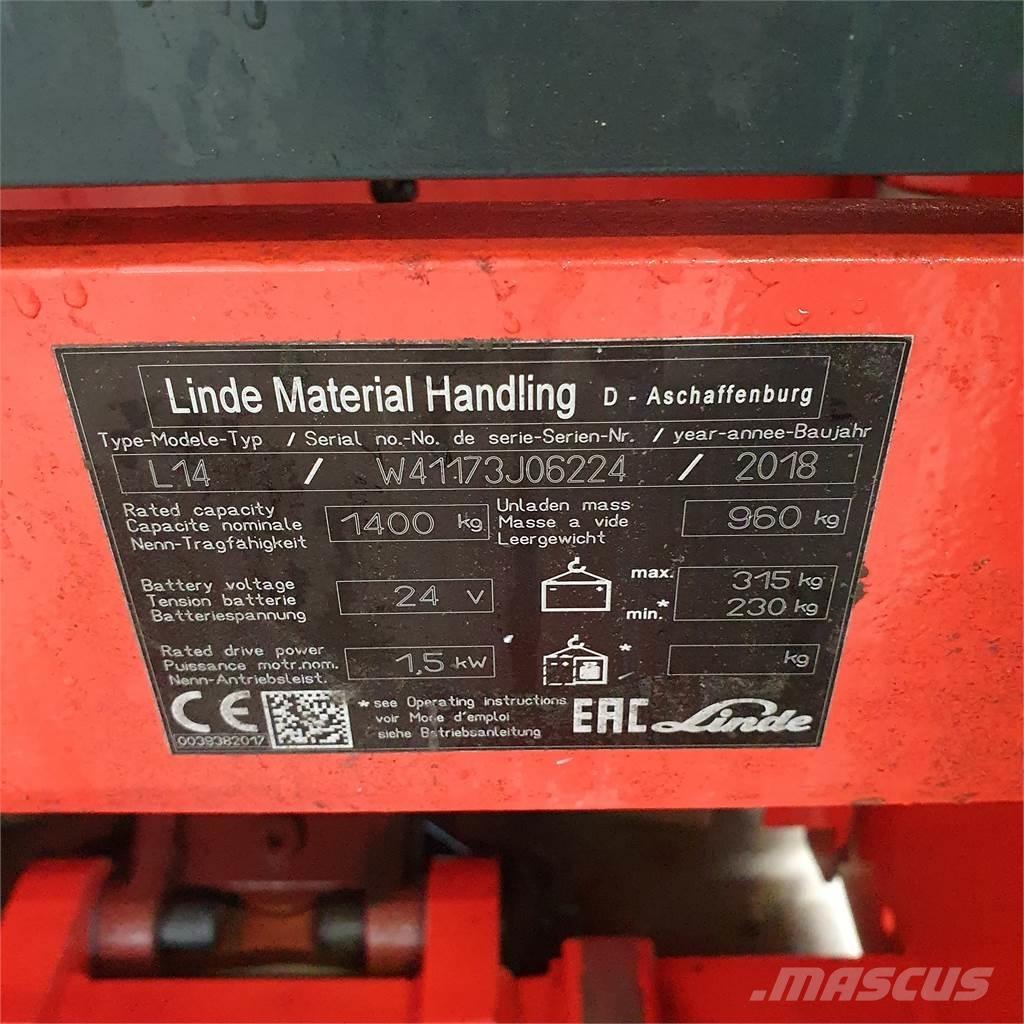 Linde L14i Yaya kumandali istif makinasi