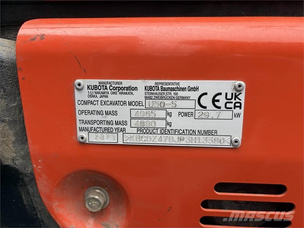 Kubota U50-5 Mini ekskavatörler, 7 tona dek