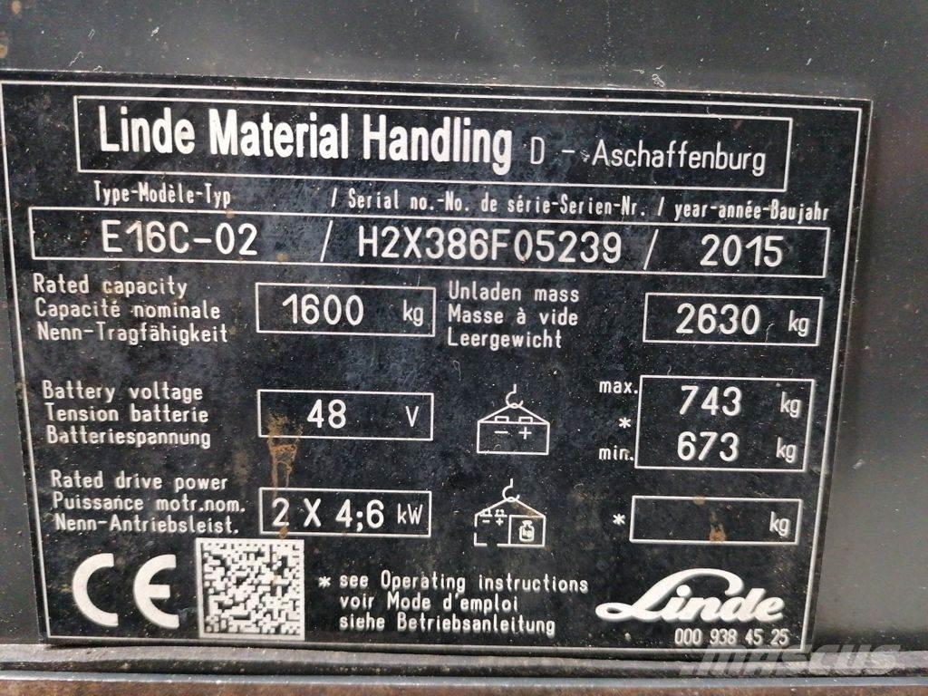 Linde E16C-02 Elektrikli forkliftler