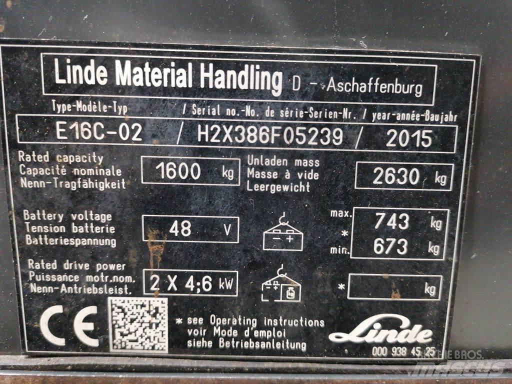 Linde E16C-02 Elektrikli forkliftler