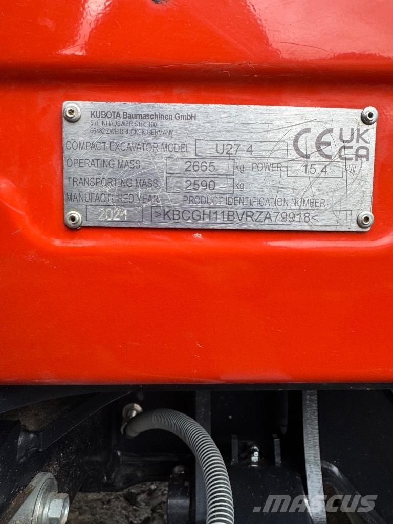 Kubota U 27-4 Mini ekskavatörler, 7 tona dek