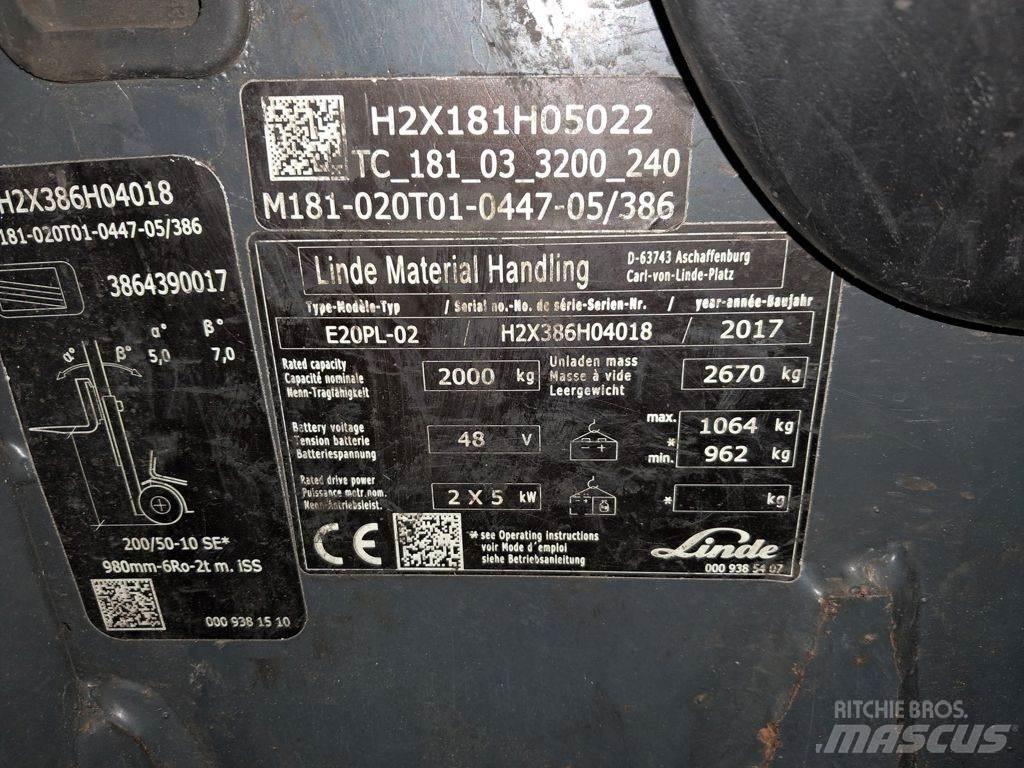 Linde E20PL-02 Elektrikli forkliftler