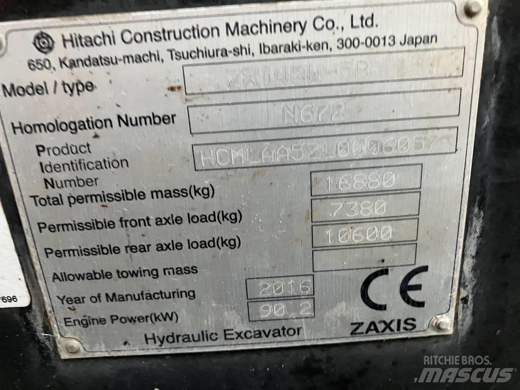Hitachi ZX140-5B Lastik tekerli ekskavatörler