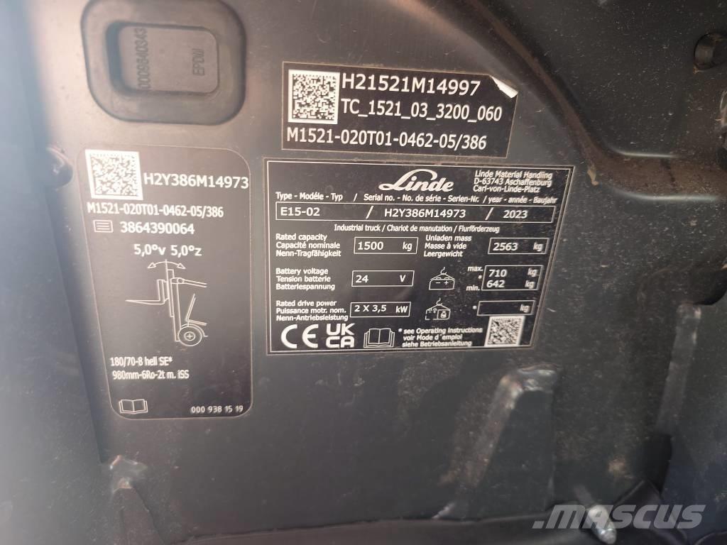 Linde E15/386-02 Elektrikli forkliftler