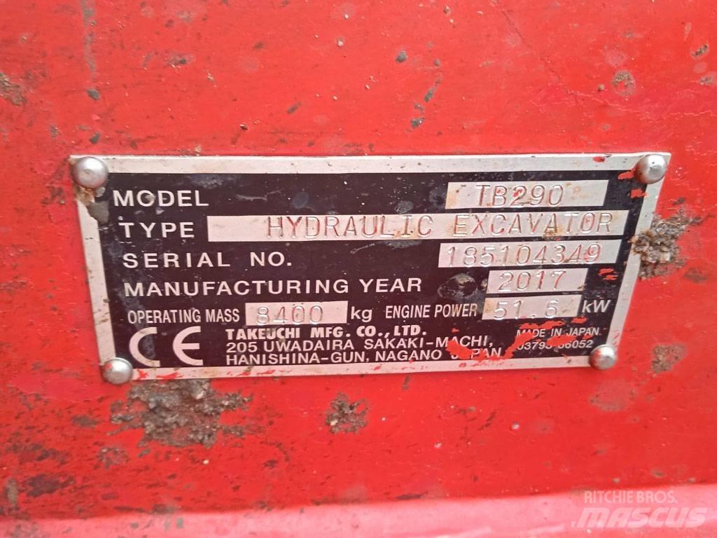 Takeuchi TB290 Mini ekskavatörler, 7 tona dek