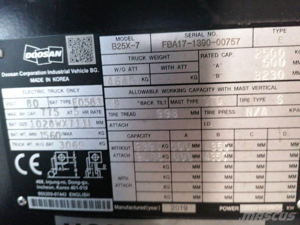 Doosan B25X-7 Elektrikli forkliftler