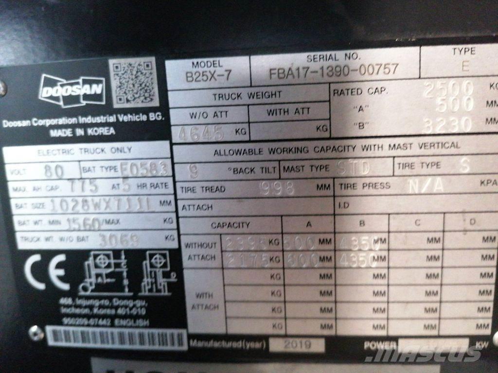 Doosan B25X-7 Elektrikli forkliftler
