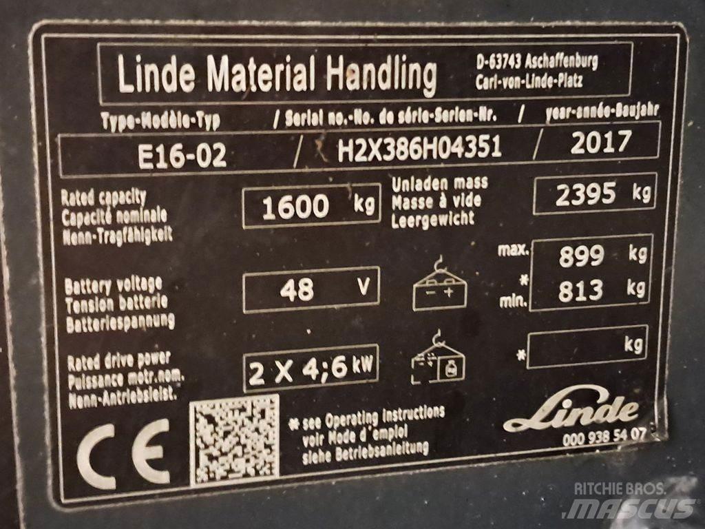 Linde E16-02 Elektrikli forkliftler