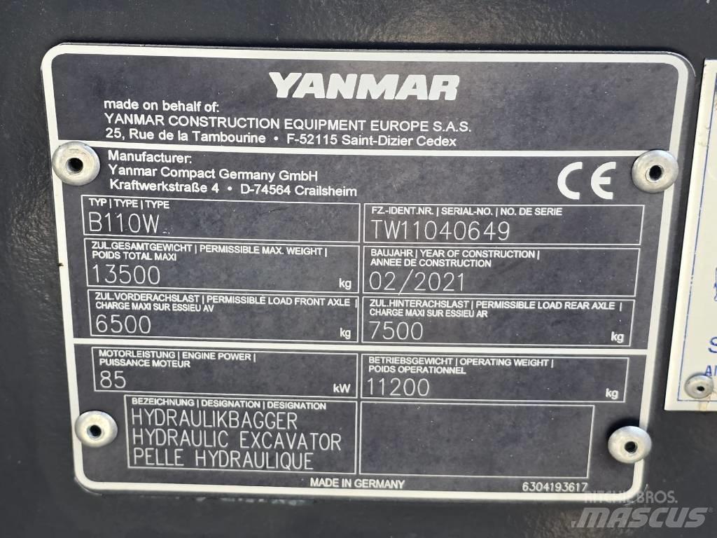 Yanmar B 110 W Lastik tekerli ekskavatörler